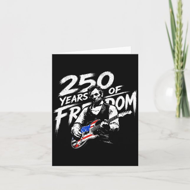 Abraham Lincoln Playing Guitar 4th July 250th Card (Front)