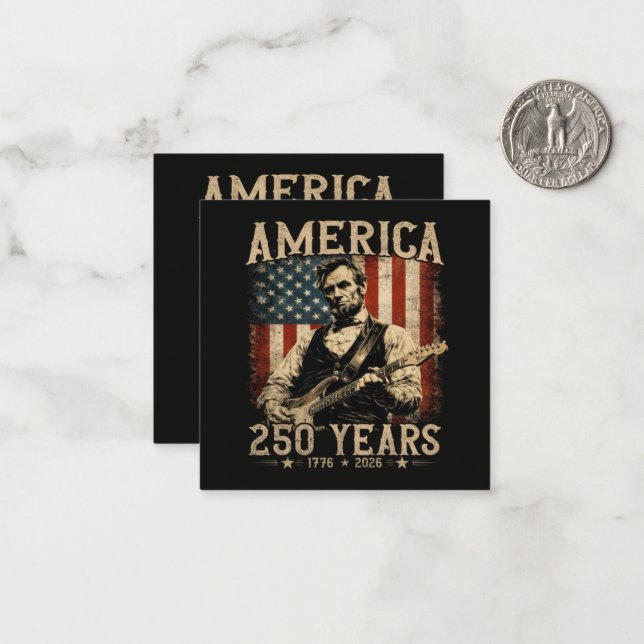 Abraham Lincoln Playing Guitar 4th July Card (Front/Back In Situ)
