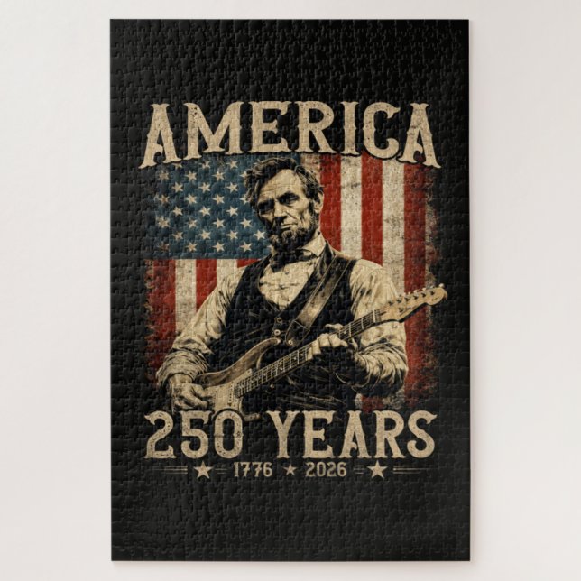 Abraham Lincoln Playing Guitar 4th July Jigsaw Puzzle (Vertical)