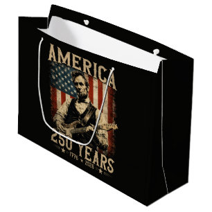 Abraham Lincoln Playing Guitar 4th July Large Gift Bag