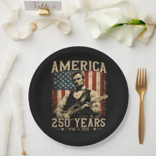 Abraham Lincoln Playing Guitar 4th July Paper Plate