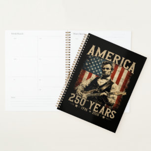 Abraham Lincoln Playing Guitar 4th July Planner