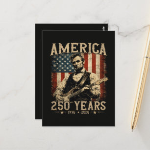 Abraham Lincoln Playing Guitar 4th July Postcard