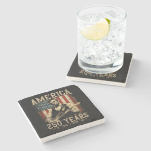Abraham Lincoln Playing Guitar 4th July Stone Coaster