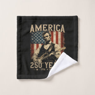 Abraham Lincoln Playing Guitar 4th July Wash Cloth