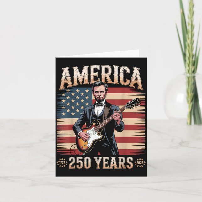 Abraham Lincoln Playing Guitar Anniversary S 4th Card (Front)