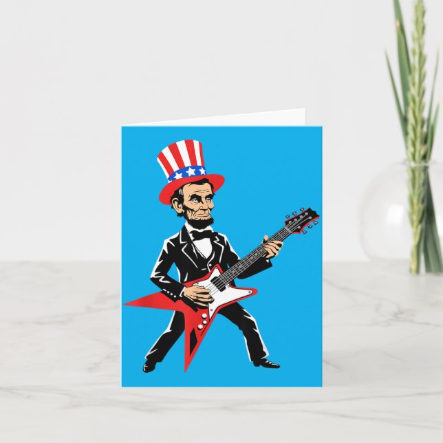 Abraham Lincoln Playing Guitar - Funny Kids Card (Front)