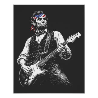 Abraham Lincoln Playing Guitar Poster