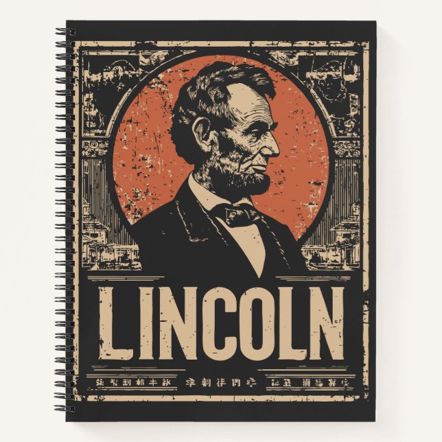 Abraham Lincoln President Vintage Portrait Design Notebook (Front)
