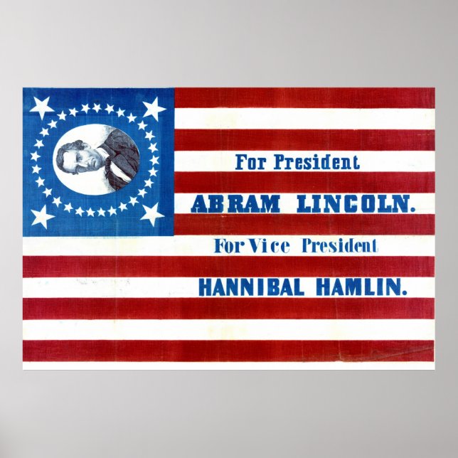 Abraham Lincoln Presidential Campaign Flag 1860 Poster (Front)