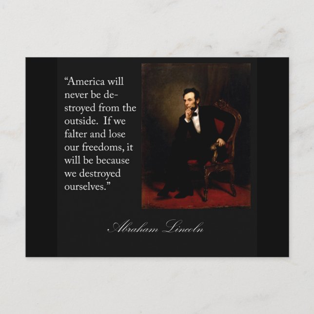 Abraham Lincoln Quote & Portrait Postcard (Front)