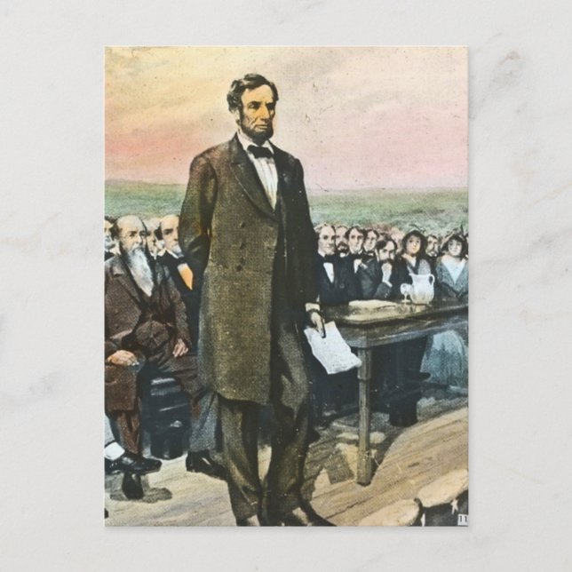 Abraham Lincoln Recites the Gettysburg Address Vin Postcard (Front)
