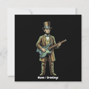 Abraham Lincoln Rocking Headless Guitar Woodblock  Invitation