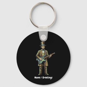 Abraham Lincoln Rocking Headless Guitar Woodblock Key Ring