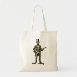 Abraham Lincoln Rocking Headless Guitar Woodblock  Tote Bag