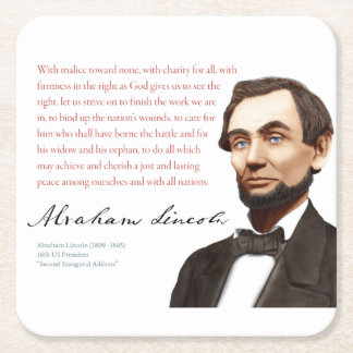 Abraham Lincoln Shirt #32 With Malice Towards None Square Paper Coaster