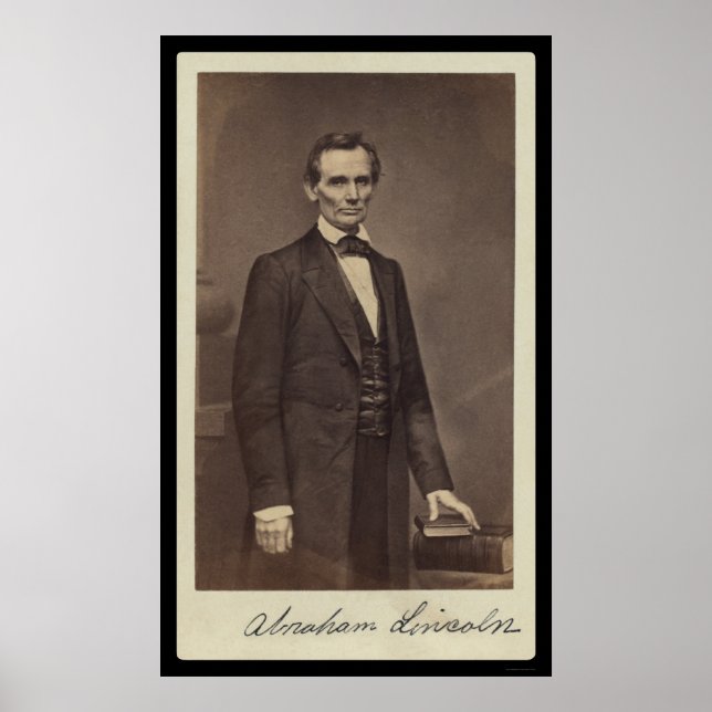 Abraham Lincoln Signed Card 1860 Poster (Front)