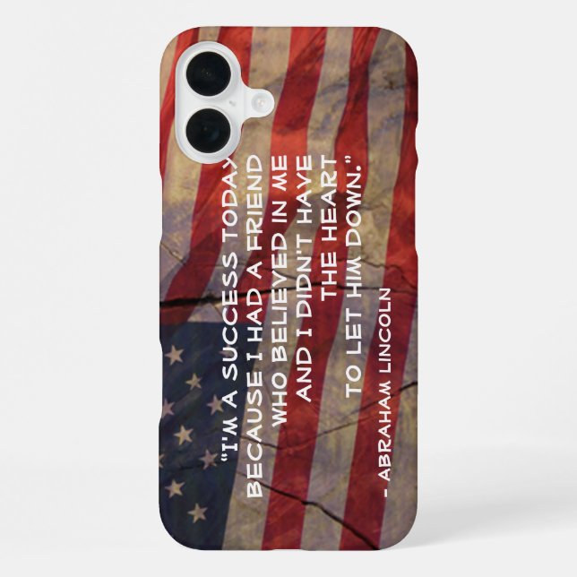 Abraham Lincoln Success Quote Rustic Flag Template iPhone Case (Back)