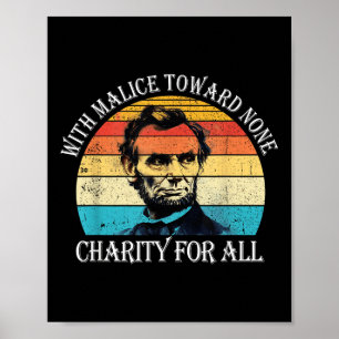 Abraham Lincoln With Charity For All 4th Of July U Poster