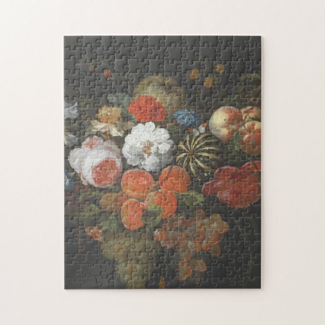Abraham Mignon - Garland Of Fruit And Flowers Late Jigsaw Puzzle (Vertical)