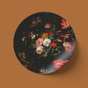Abraham Mignon The Overturned Bouquet. Floral Classic Round Sticker