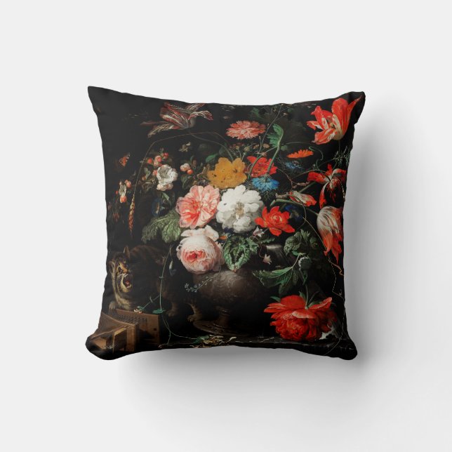Abraham Mignon The Overturned Bouquet. Floral Cushion (Front)