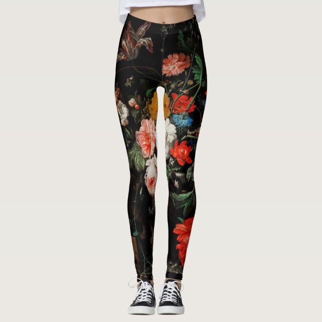 Abraham Mignon The Overturned Bouquet. Floral Leggings (Front)