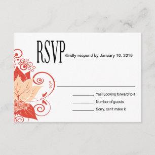 Abraxas Abstract Floral RSVP   peach coral Card