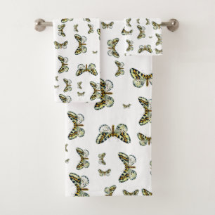 Abraxas grossulariata, The Magpie Moth Colour Imag Bath Towel Set