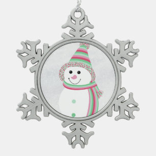 Abrosexual (Abro) Pride Snowman Snowperson Flag Snowflake Pewter Christmas Ornament
