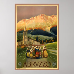 Abruzzo Abruzzi Italy Aouthern Vintage Travel Post Poster