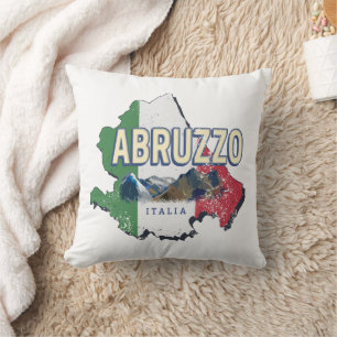Abruzzo Italy Retro Region Map Vintage Souvenir Cushion