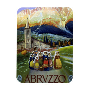 Abruzzo Italy Vintage Travel Poster Art with Women Magnet