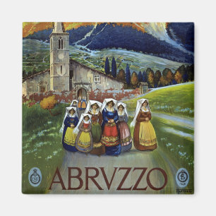 Abruzzo Italy Vintage Travel Poster Art with Women Magnet