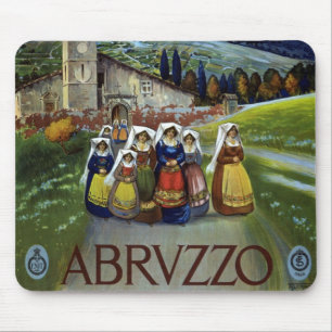 Abruzzo Italy Vintage Travel Poster Art with Women Mouse Pad