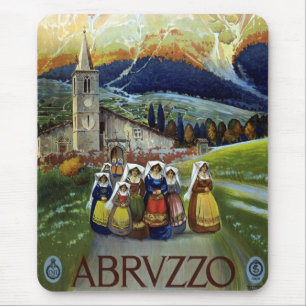 Abruzzo Italy Vintage Travel Poster Art with Women Mouse Pad