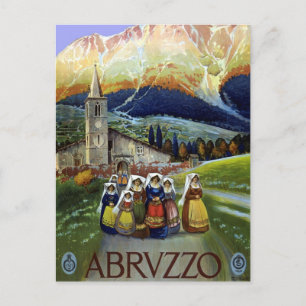Abruzzo Italy Vintage Travel Poster Art with Women Postcard