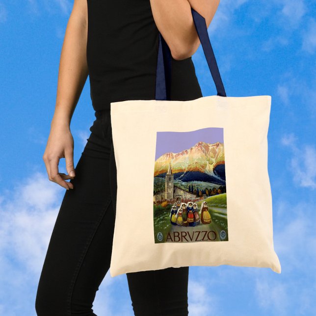 Abruzzo Italy Vintage Travel Poster Art with Women Tote Bag (Creator Uploaded)