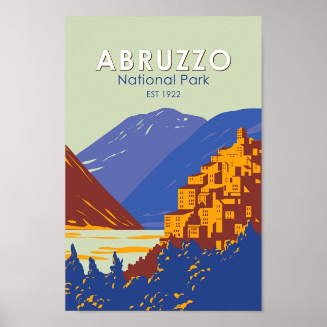 Abruzzo National Park Italy Travel Art Vintage Poster (Front)