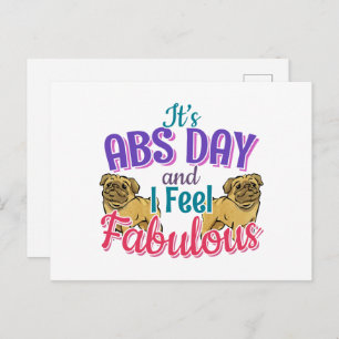 Abs Day Core Workout - Pug Dog Lover Postcard