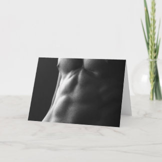 Abs in Grey Hot Guy Greetings Card
