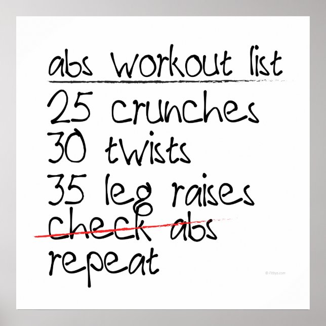 Abs Workout List Poster (Front)