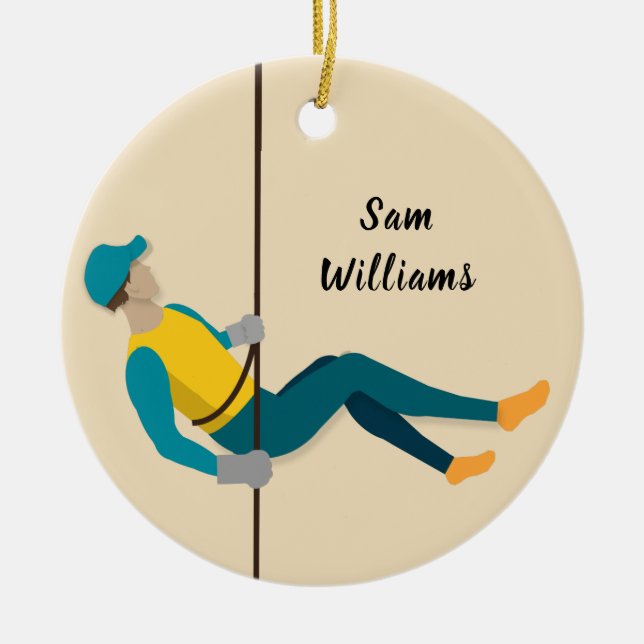 Abseiling Ceramic Tree Decoration (Front)