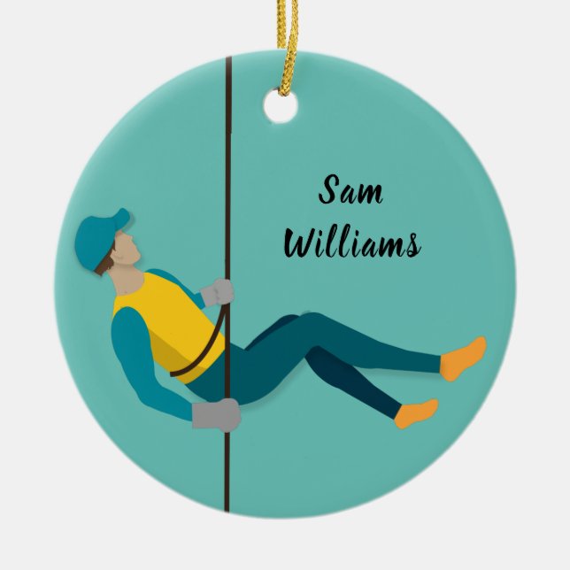 Abseiling Ceramic Tree Decoration (Front)