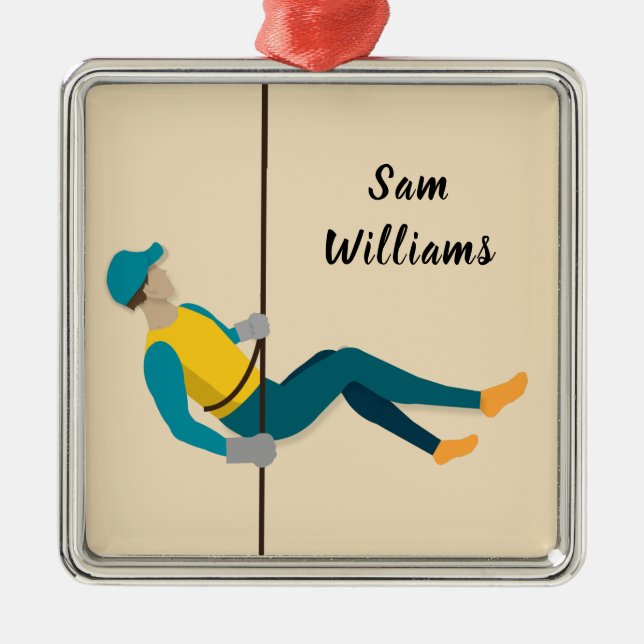 Abseiling Metal Tree Decoration (Front)