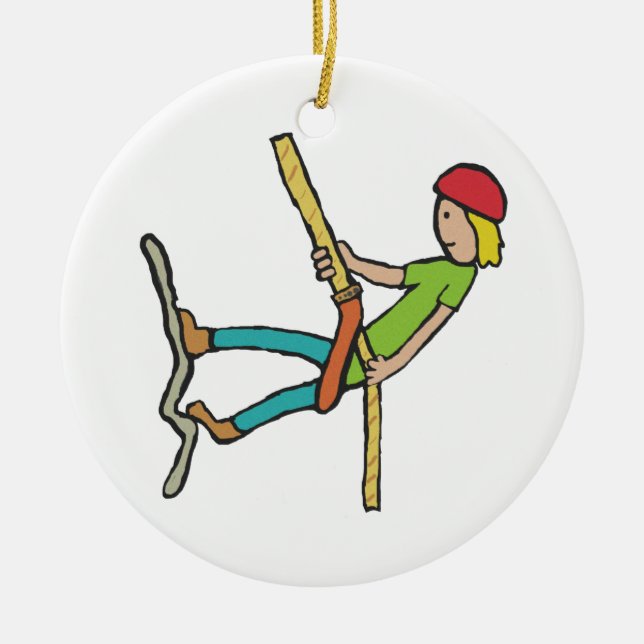 Abseiling Rappelling Ceramic Tree Decoration (Front)