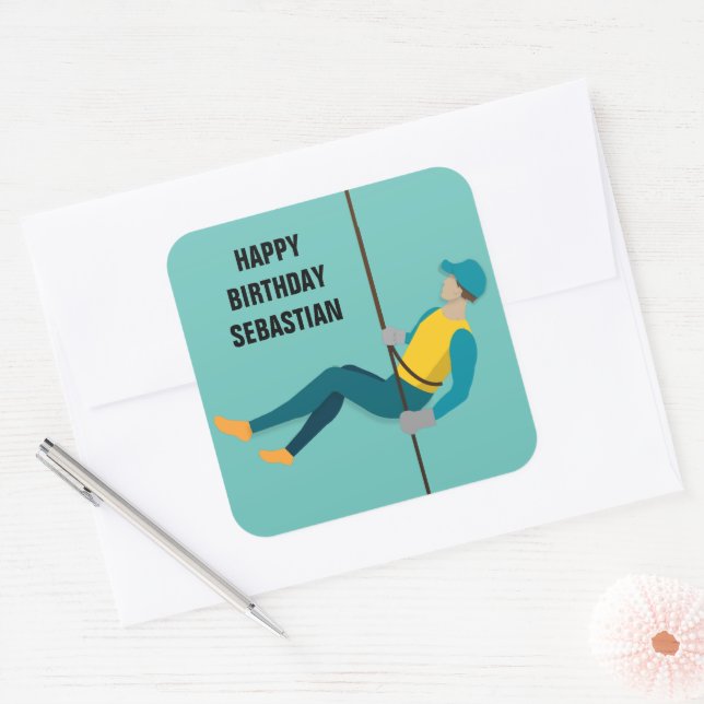 Abseiling Square Sticker (Envelope)