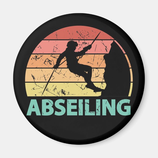 Abseiling Vintage Rappelling Mountain Climber Magnet (Front)