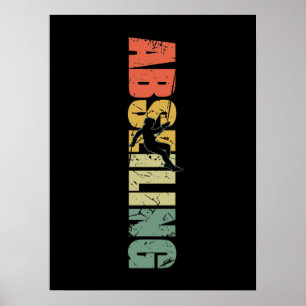 Abseiling Vintage Rappelling Mountain Climber Poster