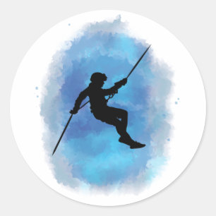 Abseiling Watercolor Rappelling Mountain Climber Classic Round Sticker